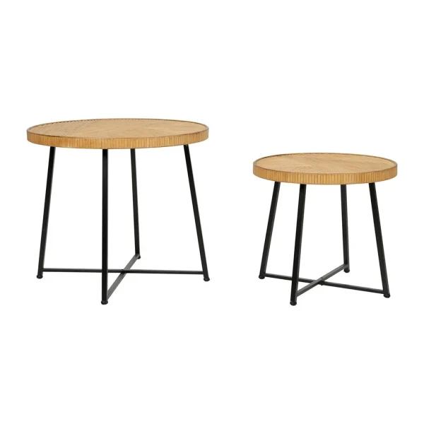 SEMA DESIGN Table Basse (lot De 2) En Bambou, Rotin Et Pieds En Fer Noir – Saori 3