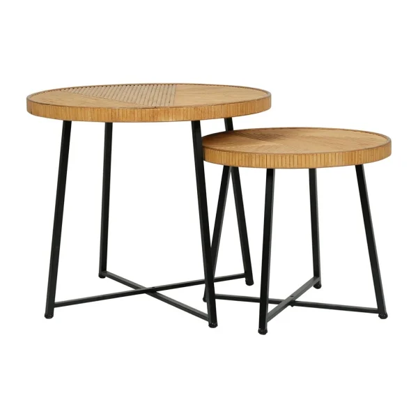 SEMA DESIGN Table Basse (lot De 2) En Bambou, Rotin Et Pieds En Fer Noir – Saori 4