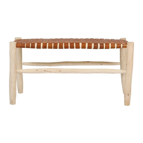 SEMA DESIGN Banc En Cuir Brun Et Bois D’eucalyptus – Cuir 1