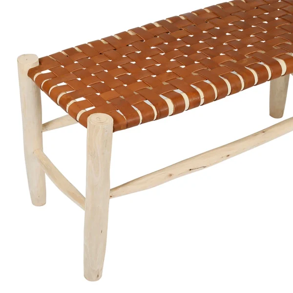 SEMA DESIGN Banc En Cuir Brun Et Bois D’eucalyptus – Cuir 4