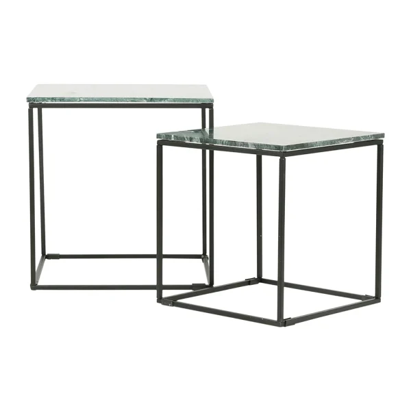 SEMA DESIGN Table Gigogne (x2) En Marbre Vert Et Fer Noir – Eskela 1