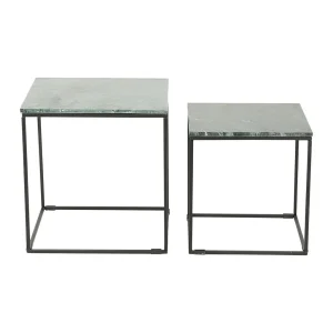 SEMA DESIGN Table Gigogne (x2) En Marbre Vert Et Fer Noir – Eskela 11