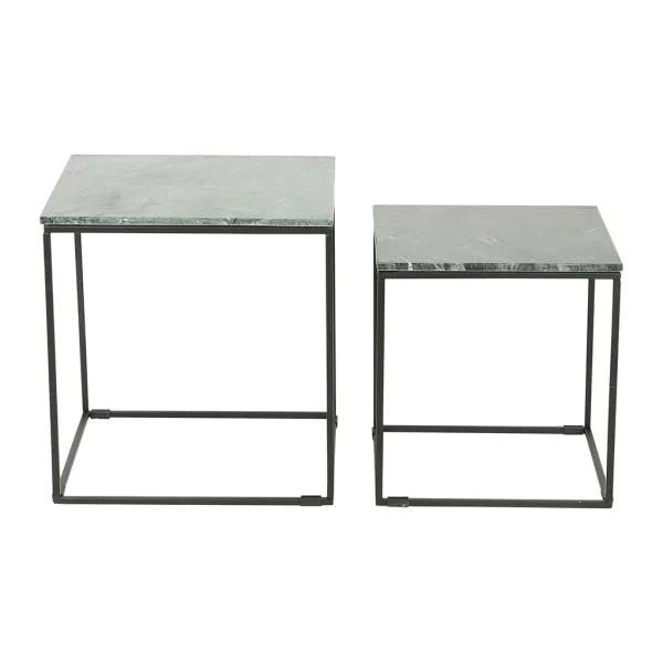 SEMA DESIGN Table Gigogne (x2) En Marbre Vert Et Fer Noir – Eskela 4