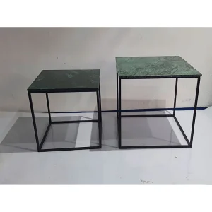 SEMA DESIGN Table Gigogne (x2) En Marbre Vert Et Fer Noir – Eskela 9