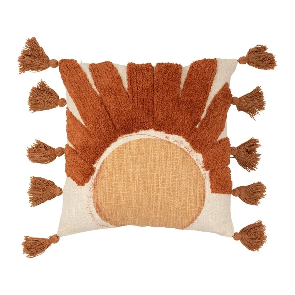 SEMA DESIGN Housse De Coussin Soleil Tufté écru Et Terracotta 45x45cm – Sweet Leaves 1