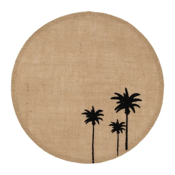 SEMA DESIGN Set De Table Rond En Jute Naturel Et Noir – Palmea 1