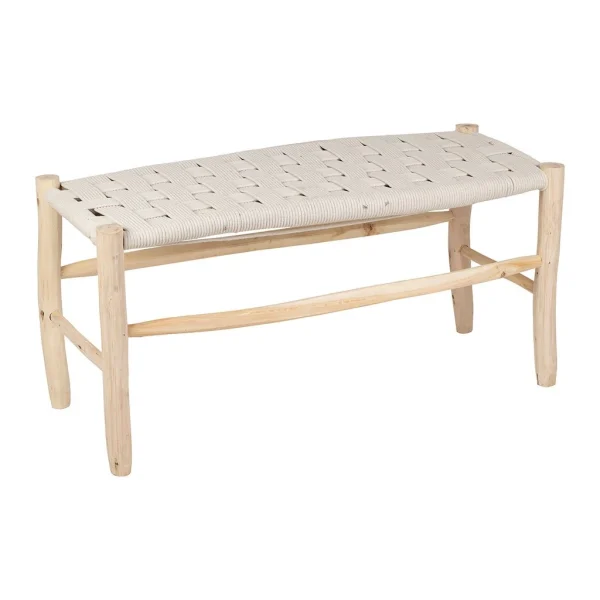 SEMA DESIGN Banc En Bois D’eucalyptus Et Coton Beige 3