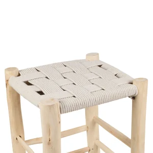 SEMA DESIGN Tabouret En Bois D’eucalyptus Et Coton Beige 10