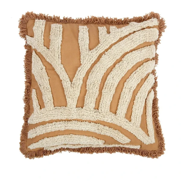 SEMA DESIGN Housse De Coussin Brodée écru Et Ocre 45x45cm -terre Brulée 1