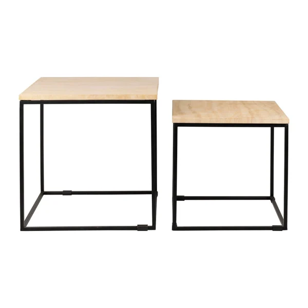 SEMA DESIGN Tables D’appoint X2 Beige Et Noir En Marbre Et Fer – Eskela 1