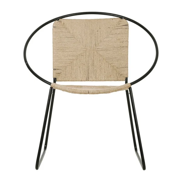 SEMA DESIGN Fauteuil Rond En Jute Naturel Et Fer Noir – Madeira 1