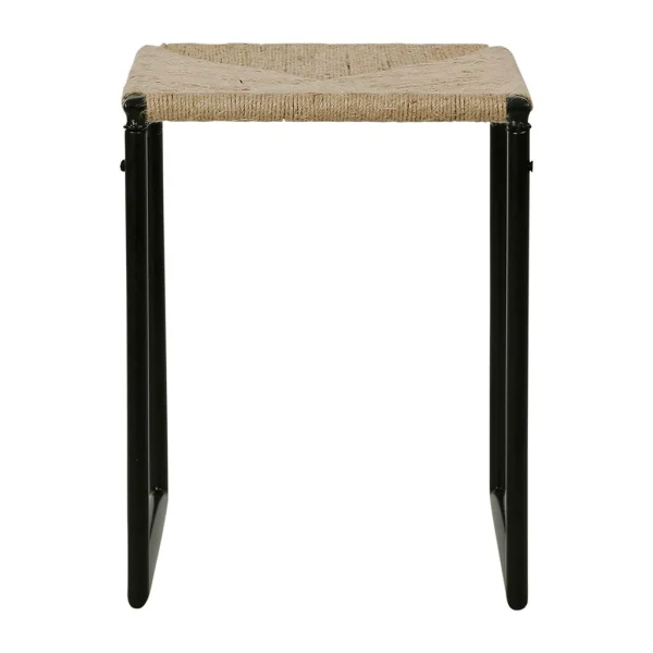 SEMA DESIGN Tabouret En Jute Naturel Et Fer Noir – Madeira 1