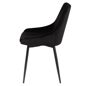 Zago Chaise Salle à Manger En Velours Noir – Ben 11