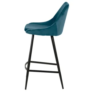 Zago Chaise De Bar En Velour Bleu – Ben 8