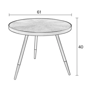 White Label Living Table Basse Rode En Noyer Plaqué Et Métal Doré D61cm – Denise 18