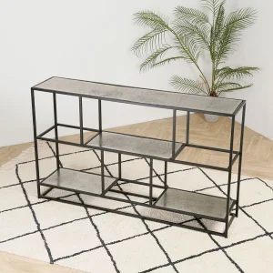 Côté Table Console Inductrielle En Fer Argenté – Felia 10