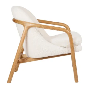 SEMA DESIGN Fauteuil En Tissu Bouclette Crème Et Pieds En Frêne – Element 12